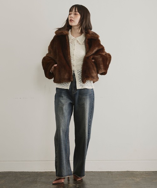 ELLEgirl（エルガール）の「ブルージュデニムパンツ（デニムパンツ・レディース・インディゴブルー/ブラウン・S/M/L）」の6枚目の写真