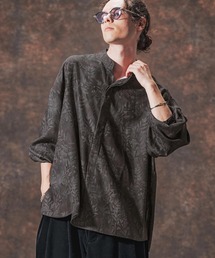 Jih Nunc | ms6212-リーフ総柄スタンドカラープルオーバーシャツ(JIH-R1142)(シャツ/ブラウス)