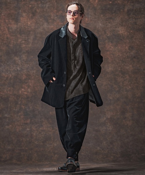 Jih Nunc（ジーヌンク）の「ms6212-リーフ総柄スタンドカラープルオーバーシャツ(JIH-R1142)（シャツ/ブラウス・メンズ・ベージュ/チャコール・L/M/S）」の16枚目の写真