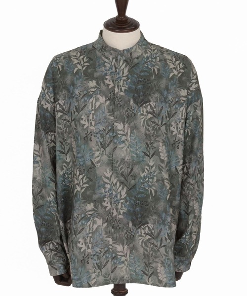 Jih Nunc（ジーヌンク）の「ms6212-リーフ総柄スタンドカラープルオーバーシャツ(JIH-R1142)（シャツ/ブラウス・メンズ・ベージュ/チャコール・L/M/S）」の20枚目の写真