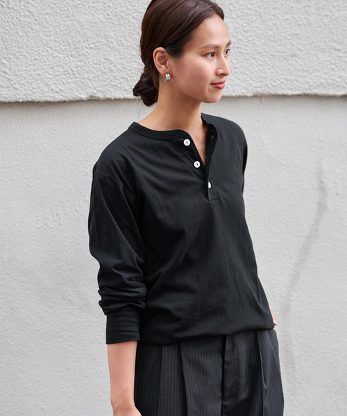 FRAMeWORK(フレームワーク)の「Healthknit/ヘルスニット ヘンリーロングスリーブ(Tシャツ/カットソー・レディース・ネイビー/ホワイト/レッド/ブラック/アイボリー・FREE)」の12枚目の写真