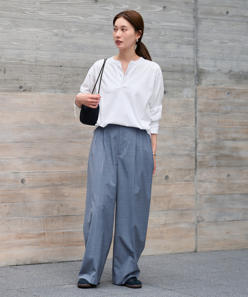 FRAMeWORK(フレームワーク)の「Healthknit/ヘルスニット ヘンリーロングスリーブ(Tシャツ/カットソー・レディース・ネイビー/ホワイト/レッド/ブラック/アイボリー・FREE)」の17枚目の写真