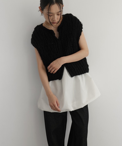 hellam（へラム）の「ケーブルバルーンキャミトップス（キャミソール・レディース・ブラック/アイボリー・FREE）」の2枚目の写真