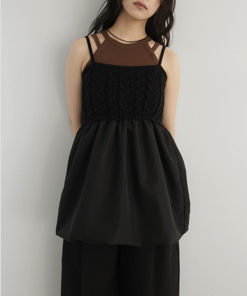 hellam（へラム）の「ケーブルバルーンキャミトップス（キャミソール・レディース・ブラック/アイボリー・FREE）」の16枚目の写真