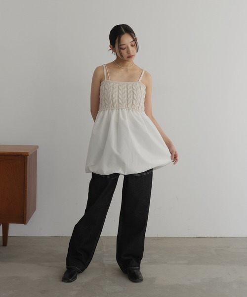 hellam（へラム）の「ケーブルバルーンキャミトップス（キャミソール・レディース・ブラック/アイボリー・FREE）」の10枚目の写真