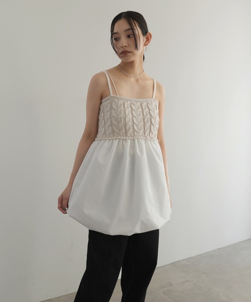 hellam（へラム）の「ケーブルバルーンキャミトップス（キャミソール・レディース・ブラック/アイボリー・FREE）」の13枚目の写真