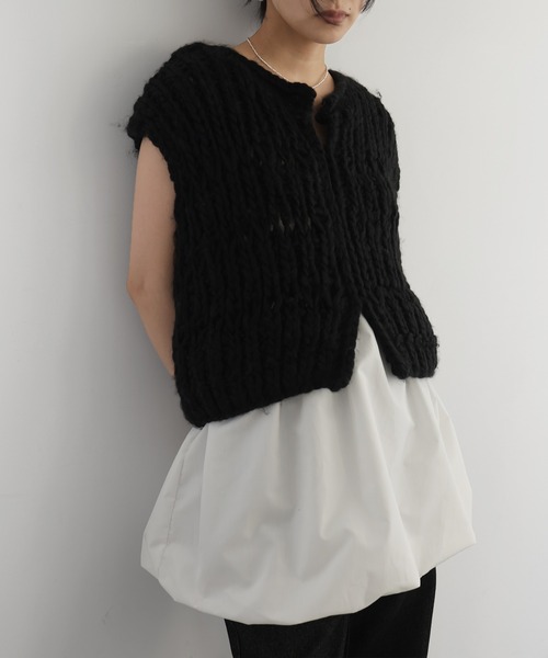 hellam（へラム）の「ケーブルバルーンキャミトップス（キャミソール・レディース・ブラック/アイボリー・FREE）」の6枚目の写真