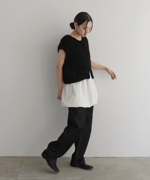 hellam（へラム）の「ケーブルバルーンキャミトップス（キャミソール・レディース・ブラック/アイボリー・FREE）」の7枚目の写真