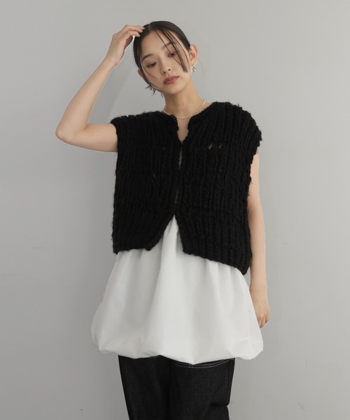 hellam（へラム）の「ケーブルバルーンキャミトップス（キャミソール・レディース・ブラック/アイボリー・FREE）」の8枚目の写真