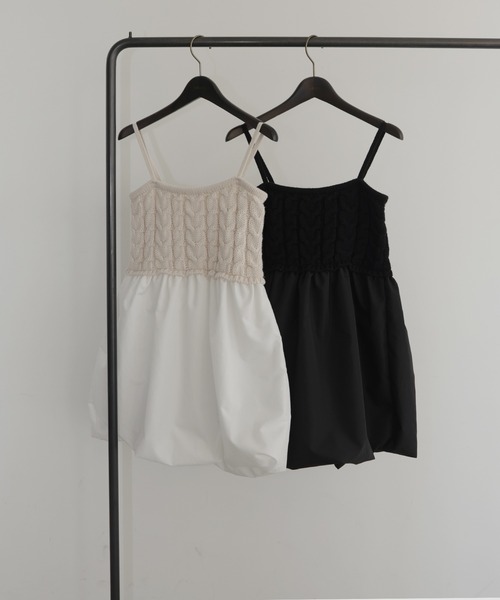 hellam（へラム）の「ケーブルバルーンキャミトップス（キャミソール・レディース・ブラック/アイボリー・FREE）」の3枚目の写真