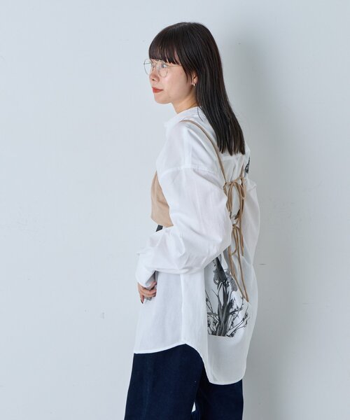 WHIMSIC（ウィムジック）の「【WHIMSIC】メルティング アフタヌーン グラフィックプリントシャツ（シャツ/ブラウス・レディース・ブルー/ホワイト・FREE）」の8枚目の写真