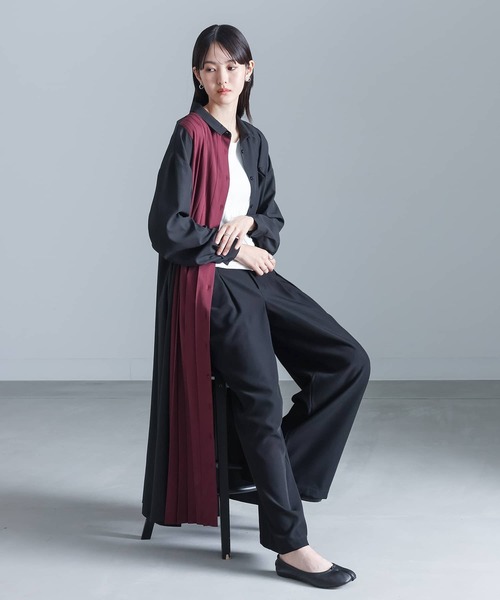 kOhAKU(コハク)の「配色プリーツシャツワンピース(シャツワンピース・レディース・チャコール/ブラック・FREE)」の16枚目の写真