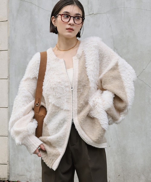 ウォッシャブル】2WAY ふわもこボリューム シャギーMIX ダブルジップ