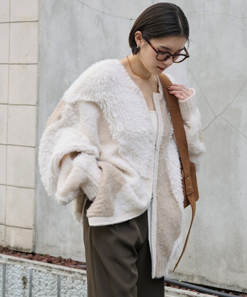 ウォッシャブル】2WAY ふわもこボリューム シャギーMIX ダブルジップ