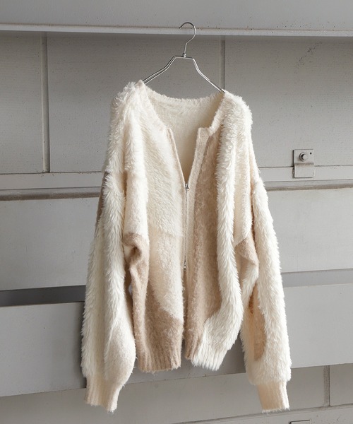 ウォッシャブル】2WAY ふわもこボリューム シャギーMIX ダブルジップ