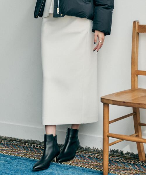 UNTITLED（アンタイトル）の「【セットアップ可/洗える/ウエストゴム】ダンボールジャージスカート（スカート・レディース・アイボリー/チャコールグレー/ブラック・03/02/00/04/01/42/44/46/48/50）」の2枚目の写真