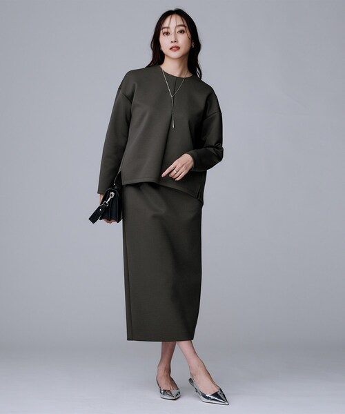 UNTITLED（アンタイトル）の「【セットアップ可/洗える/ウエストゴム】ダンボールジャージスカート（スカート・レディース・アイボリー/チャコールグレー/ブラック・03/02/00/04/01/42/44/46/48/50）」の21枚目の写真