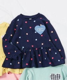 apres les cours | 【新色追加】ワッフルペプラムハートモチーフTシャツ_ジュニア対応(Tシャツ/カットソー)