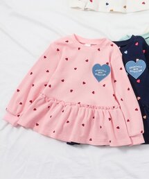 apres les cours | 【新色追加】ワッフルペプラムハートモチーフTシャツ_ジュニア対応(Tシャツ/カットソー)