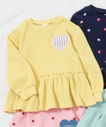 apres les cours | 【新色追加】ワッフルペプラムハートモチーフTシャツ_ジュニア対応(Tシャツ/カットソー)