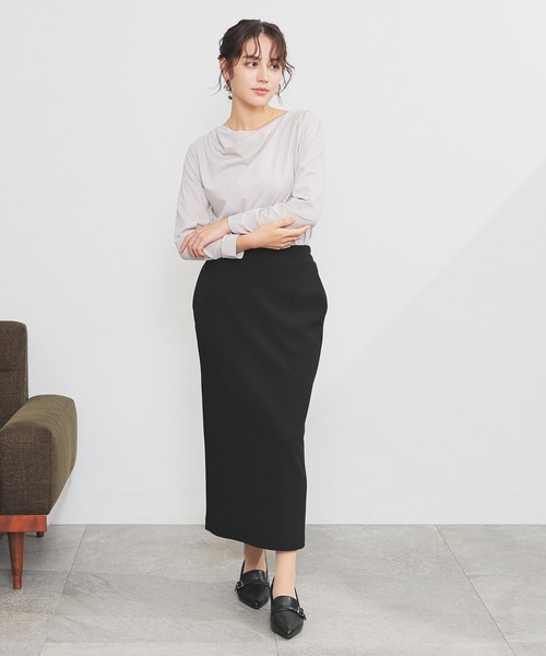 GLACIER lusso(グラシアルッソ)の「ドレープトップス(Tシャツ/カットソー・レディース・アイボリー/グレイッシュベージュ/ブラック・L/LL/M/S)」の5枚目の写真