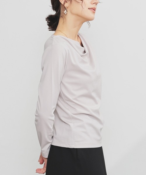 GLACIER lusso(グラシアルッソ)の「ドレープトップス(Tシャツ/カットソー・レディース・アイボリー/グレイッシュベージュ/ブラック・L/LL/M/S)」の9枚目の写真