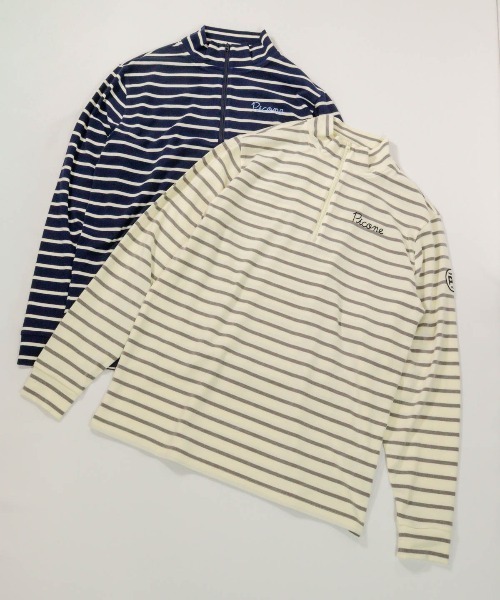 Picone CLUB(ピッコーネクラブ)の「【メンズ】ボーダー柄起毛ハイネックプルオーバー(その他トップス・メンズ・ホワイト×グレー/ブラック×ホワイト・L/LL)」の7枚目の写真