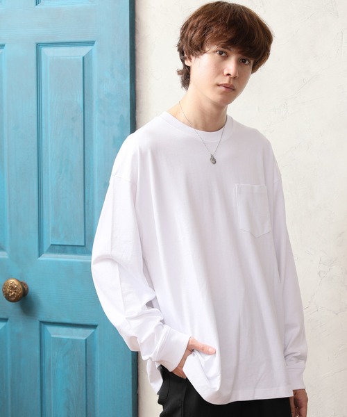 ARCADE(アーケード)の「USAコットン ヘビーウェイト 胸ポケット 袖リブ サイドスリット ビッグロングTシャツ NEOSARTIC(Tシャツ/カットソー・メンズ・ブラック/チャコールグレー/グレー/ネイビー/パープル/ダークブルー/ホワイト・M/L/LL)」の2枚目の写真