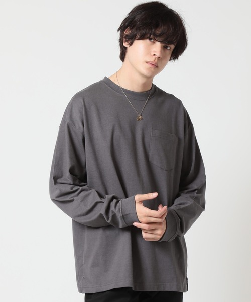 ARCADE(アーケード)の「USAコットン ヘビーウェイト 胸ポケット 袖リブ サイドスリット ビッグロングTシャツ NEOSARTIC(Tシャツ/カットソー・メンズ・ブラック/チャコールグレー/グレー/ネイビー/パープル/ダークブルー/ホワイト・M/L/LL)」の1枚目の写真