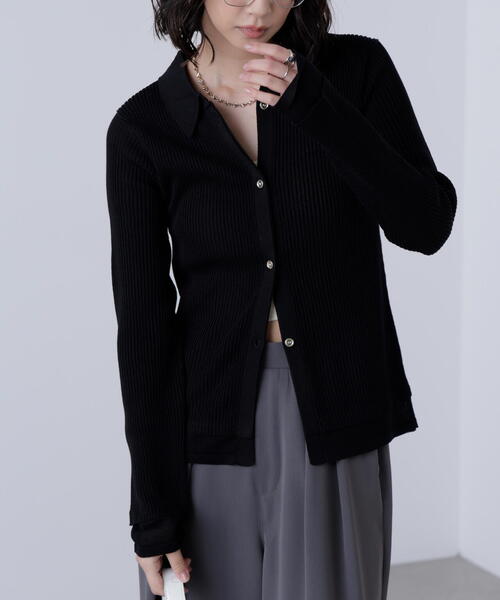 FREE'S MART(フリーズマート)の「【MFM】金ボタン襟リブニット(ニット/セーター・レディース・ブラウン/ネイビー/ブラック/レッド・FREE)」の6枚目の写真