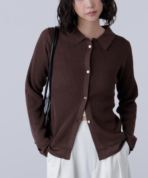 FREE'S MART(フリーズマート)の「【MFM】金ボタン襟リブニット(ニット/セーター・レディース・ブラウン/ネイビー/ブラック/レッド・FREE)」の14枚目の写真