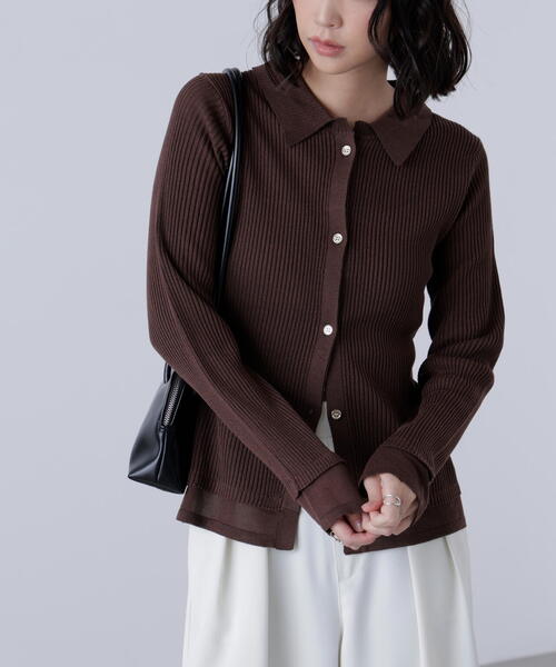 FREE'S MART(フリーズマート)の「【MFM】金ボタン襟リブニット(ニット/セーター・レディース・ブラウン/ネイビー/ブラック/レッド・FREE)」の15枚目の写真