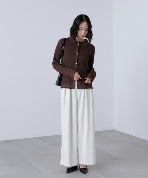 FREE'S MART(フリーズマート)の「【MFM】金ボタン襟リブニット(ニット/セーター・レディース・ブラウン/ネイビー/ブラック/レッド・FREE)」の19枚目の写真