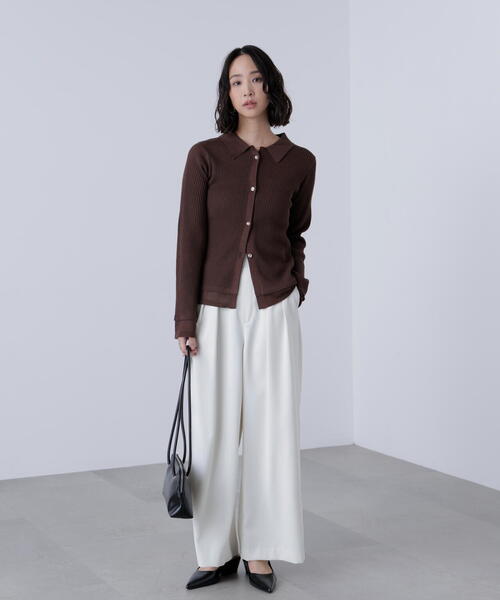 FREE'S MART(フリーズマート)の「【MFM】金ボタン襟リブニット(ニット/セーター・レディース・ブラウン/ネイビー/ブラック/レッド・FREE)」の21枚目の写真