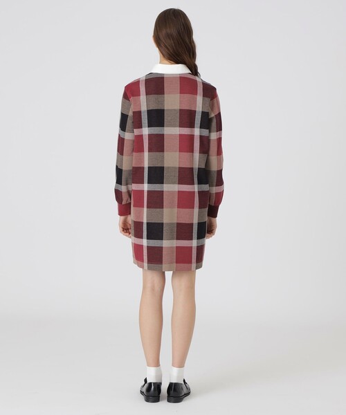 BLUE LABEL CRESTBRIDGE（ブルーレーベルクレストブリッジ）の「クレストブリッジチェックジャカードジャージードレス（ワンピース・レディース・レッド/ダークネイビー/ベージュ系その他・38）」の5枚目の写真