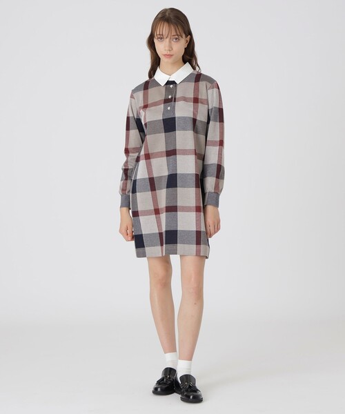 BLUE LABEL CRESTBRIDGE（ブルーレーベルクレストブリッジ）の「クレストブリッジチェックジャカードジャージードレス（ワンピース・レディース・レッド/ダークネイビー/ベージュ系その他・38）」の22枚目の写真