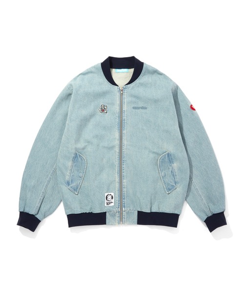 EMBROIDERED LOGO WASHED DENIM ZIP UP JACKET（デニムジャケット