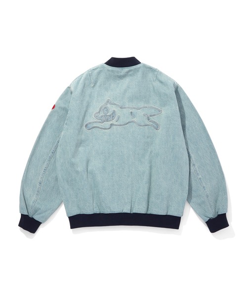 EMBROIDERED LOGO WASHED DENIM ZIP UP JACKET（デニムジャケット 