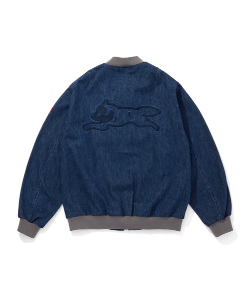 EMBROIDERED LOGO WASHED DENIM ZIP UP JACKET（デニムジャケット