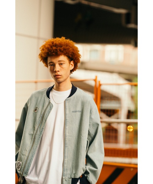 EMBROIDERED LOGO WASHED DENIM ZIP UP JACKET（デニムジャケット