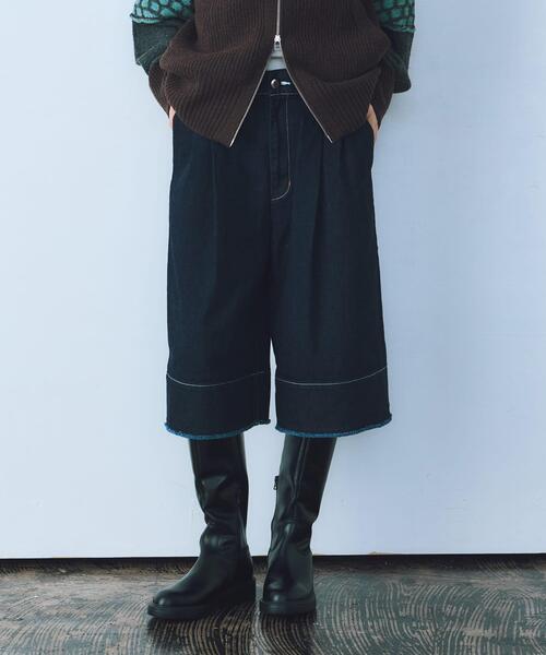 THE GOODLAND MARKET（ザグッドランドマーケット）の「cwtch　ORGANIC DENIM HARF PANTS（デニムパンツ・レディース・インディゴブルー・SMALL/MEDIUM）」の2枚目の写真