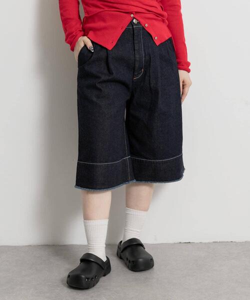 THE GOODLAND MARKET（ザグッドランドマーケット）の「cwtch　ORGANIC DENIM HARF PANTS（デニムパンツ・レディース・インディゴブルー・SMALL/MEDIUM）」の4枚目の写真