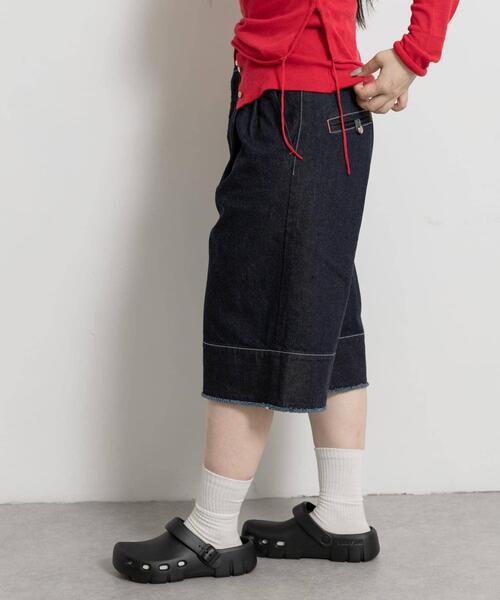 THE GOODLAND MARKET（ザグッドランドマーケット）の「cwtch　ORGANIC DENIM HARF PANTS（デニムパンツ・レディース・インディゴブルー・SMALL/MEDIUM）」の5枚目の写真