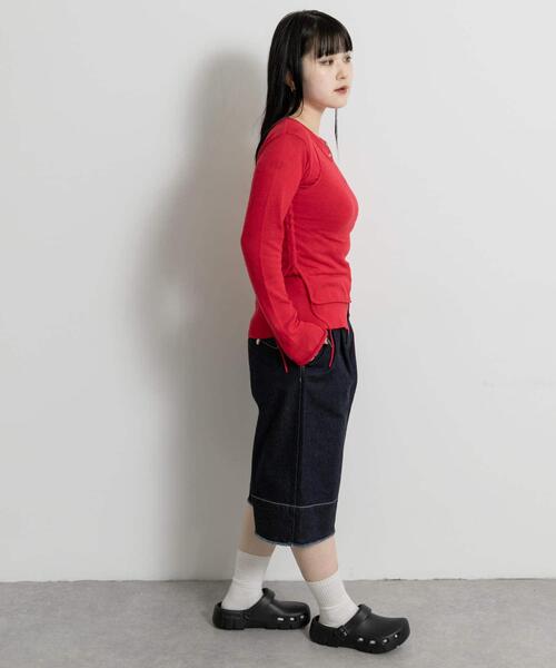 THE GOODLAND MARKET（ザグッドランドマーケット）の「cwtch　ORGANIC DENIM HARF PANTS（デニムパンツ・レディース・インディゴブルー・SMALL/MEDIUM）」の8枚目の写真