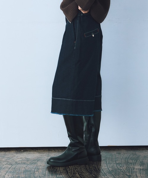 THE GOODLAND MARKET（ザグッドランドマーケット）の「cwtch　ORGANIC DENIM HARF PANTS（デニムパンツ・レディース・インディゴブルー・SMALL/MEDIUM）」の11枚目の写真