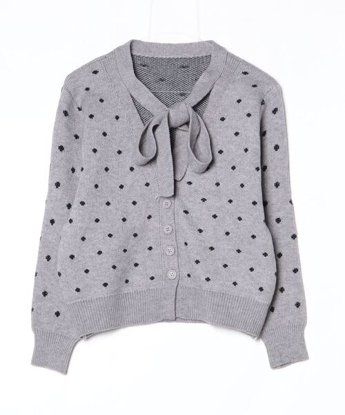 ドットネックリボンニットカーデ（カーディガン/ボレロ）｜TITTY&CO