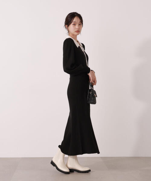 PROPORTION BODY DRESSING（プロポーションボディドレッシング）の「リボン衿付きニットワンピース / 1215240011（ワンピース・レディース・ブラック/ブラウン系その他・MEDIUM/P/S）」の6枚目の写真