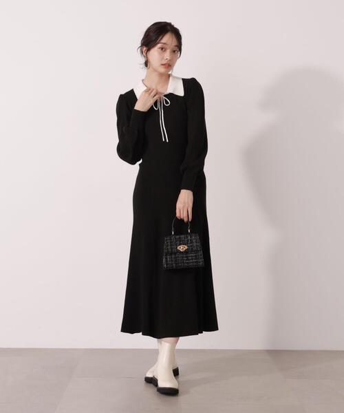 PROPORTION BODY DRESSING（プロポーションボディドレッシング）の「リボン衿付きニットワンピース / 1215240011（ワンピース・レディース・ブラック/ブラウン系その他・MEDIUM/P/S）」の7枚目の写真