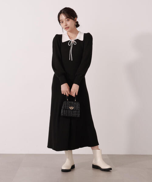 PROPORTION BODY DRESSING（プロポーションボディドレッシング）の「リボン衿付きニットワンピース / 1215240011（ワンピース・レディース・ブラック/ブラウン系その他・MEDIUM/P/S）」の9枚目の写真