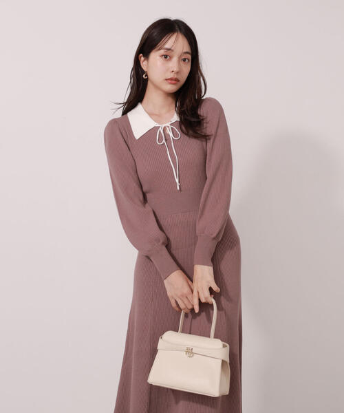 PROPORTION BODY DRESSING（プロポーションボディドレッシング）の「リボン衿付きニットワンピース / 1215240011（ワンピース・レディース・ブラック/ブラウン系その他・MEDIUM/P/S）」の17枚目の写真